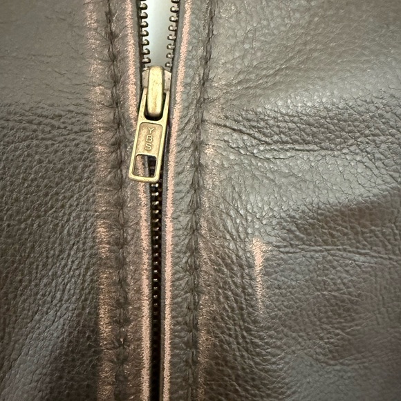 Lucky Brand dark brown genuine leather jacket zip front size small - Picture 16 of 16